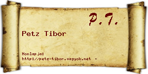 Petz Tibor névjegykártya